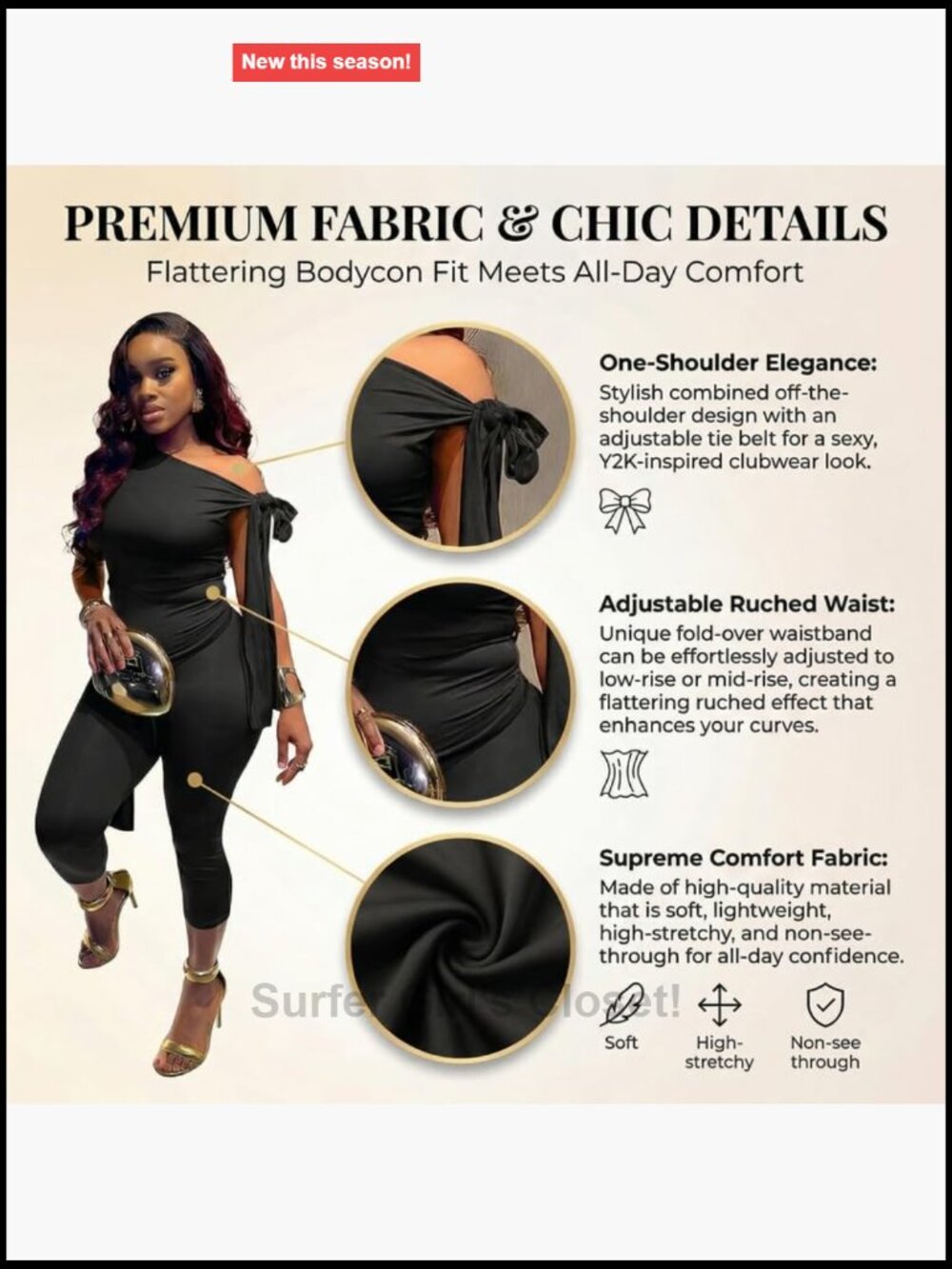 Sexy One Shoulder Capri Set Sleeveless Crop Top Bodycon Pant Set 2 Piece Outfit - Picture 4 of 7